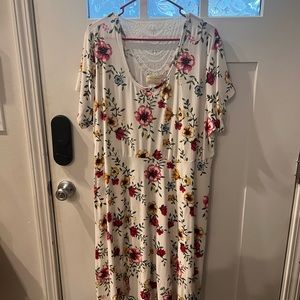 Cream floral print dress